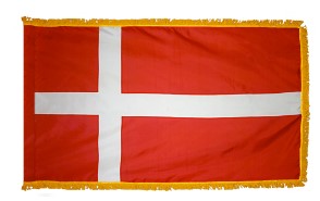 Denmark Nylon Flag with Gold Fringe