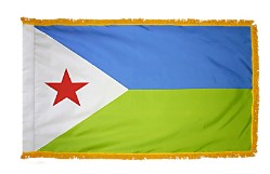 Djibouti Nylon Flag with Gold Fringe