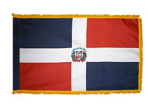 Dominican Republic Nylon Flag with Gold Fringe