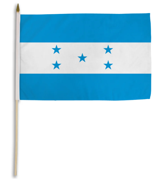 Honduras 12in x 18in Mounted Stick Flag