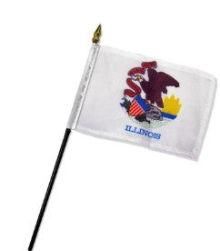 Banderas de palo de mano montadas de Illinois de 4 x 6 pulgadas