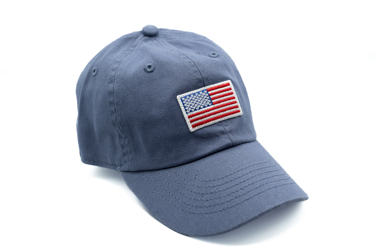 Dusty Blue USA Flag Baseball Hat - Kids, Adults