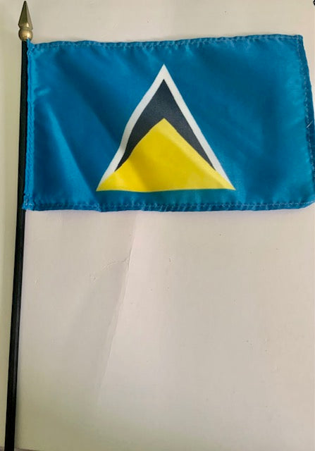 Saint Lucia 4in x 6in Mounted stick Flags