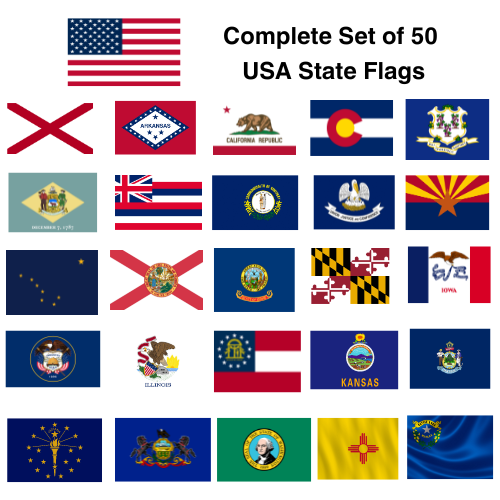 State Level Flags 50 US State Flags l Complete United States State Flags Set - 1-800 Flags