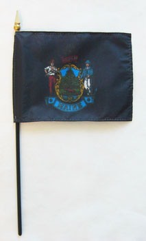 Maine  4" x 6" Mounted Flags