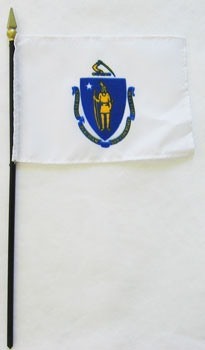 Massachusetts  4" x 6" Mounted Flags