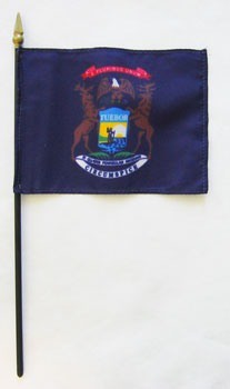 Michigan  4" x 6" Mounted Flags