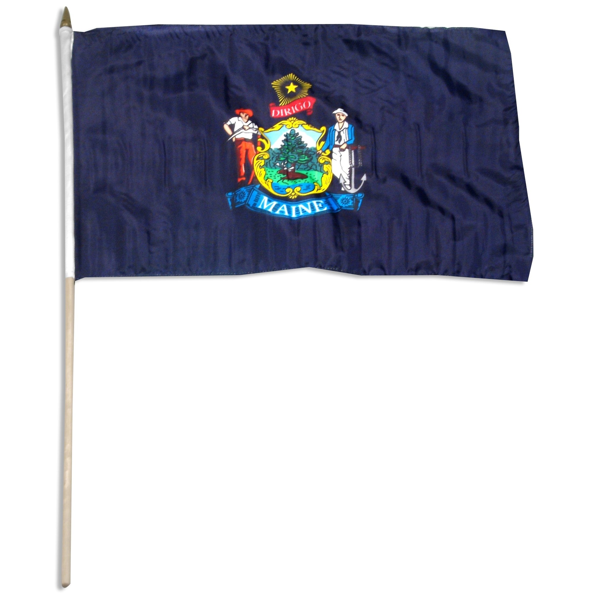 Maine  12" x 18" Mounted Flag