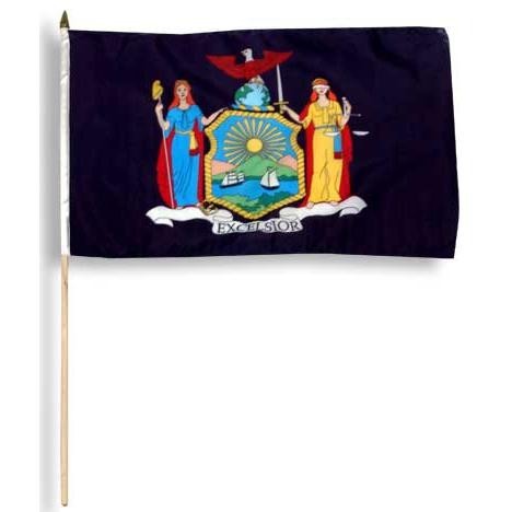 New York  12" x 18" Mounted Stick Flag