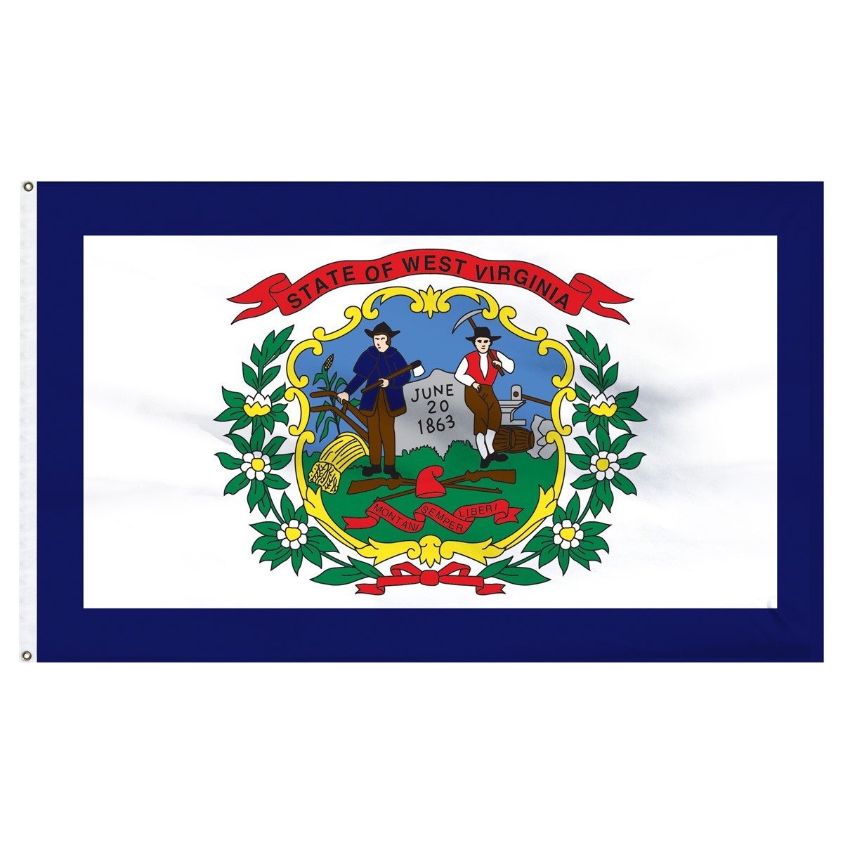 Bandera de nailon para exteriores de Virginia Occidental de 2 pies x 3 pies