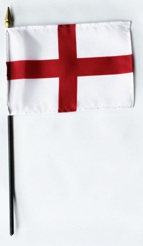 England "Saint George's Cross" 4in x 6in Mounted Stick Flags