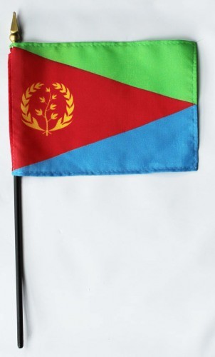 Eritrea 4" x 6" Mounted Stick Flags
