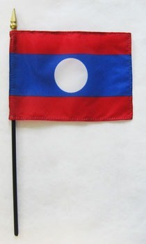 Banderas de palo montadas de Laos de 4 x 6 pulgadas
