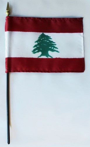 Banderas de palo montadas de Líbano de 4 x 6 pulgadas