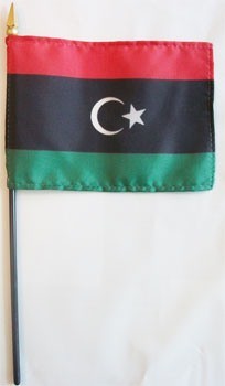Banderas de palo montadas de Libia de 4 x 6 pulgadas