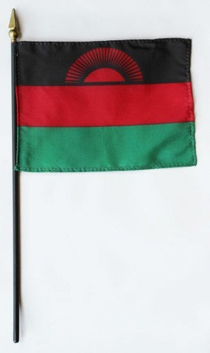 Banderas de palo montadas de Malawi de 4 x 6 pulgadas