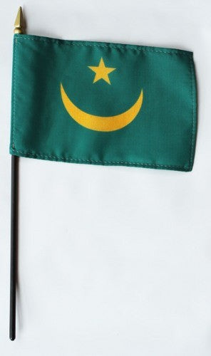 Mauritania 4" x 6" Mounted Stick Flags