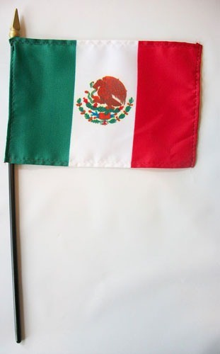 Banderas de palo montadas de 4" x 6" de México