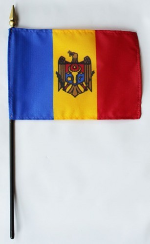 Banderas de palo montadas de Moldavia de 4 x 6 pulgadas