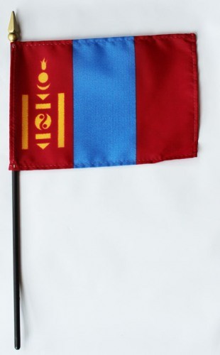 Banderas de palo montadas de Mongolia de 4 x 6 pulgadas
