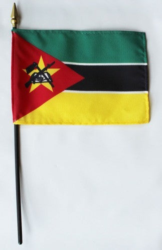 Banderas de palo montadas de Mozambique de 4 x 6 pulgadas