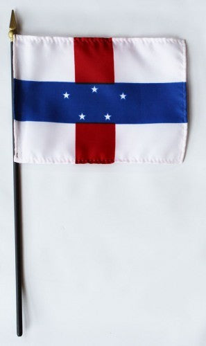 Banderas de palo montadas de Antillas Neerlandesas de 4 x 6 pulgadas