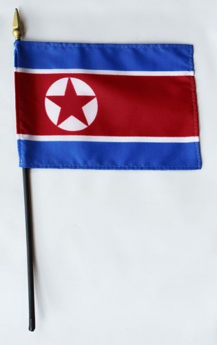 North Korea 4" x 6" Mounted Stick Flags