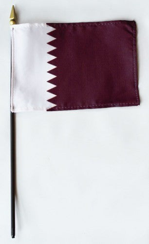 Qatar 4in x 6in Mounted Stick Flags