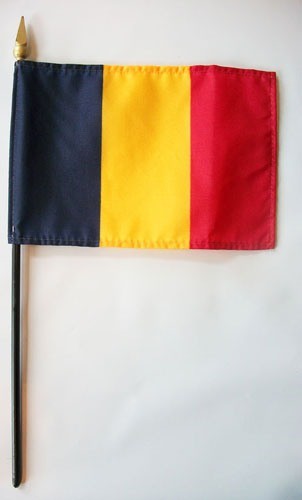 Romania 4" x 6" Mounted Stick Flags