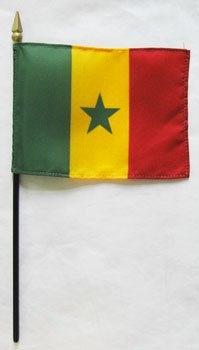 Banderas de palo montadas de Senegal de 4 x 6 pulgadas