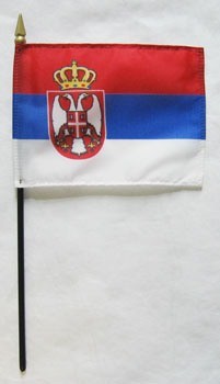 Serbia 4" x 6" Mounted Stick Flags