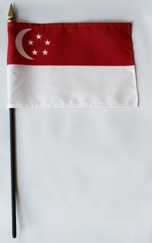 Banderas de palo montadas de Singapur de 4 x 6 pulgadas