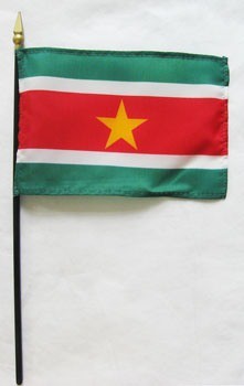 Suriname 4in x 6in Mounted Stick Flags
