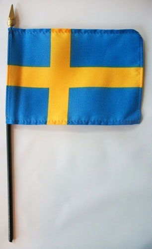Sweden 4in x 6in Mounted Stick Flags