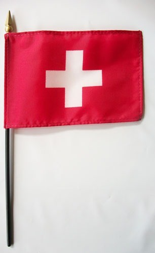 Switzerland 4in x 6in Mounted Stick Flags