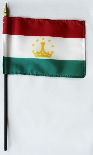 Tajikistan 4in x 6in Mounted Stick Flags