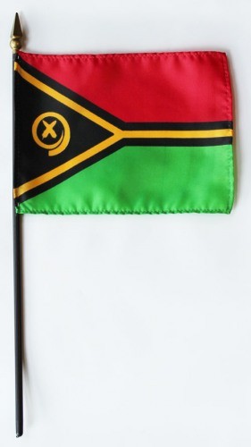 Banderas de palo de mano montadas de Vanuatu de 4 x 6 pulgadas