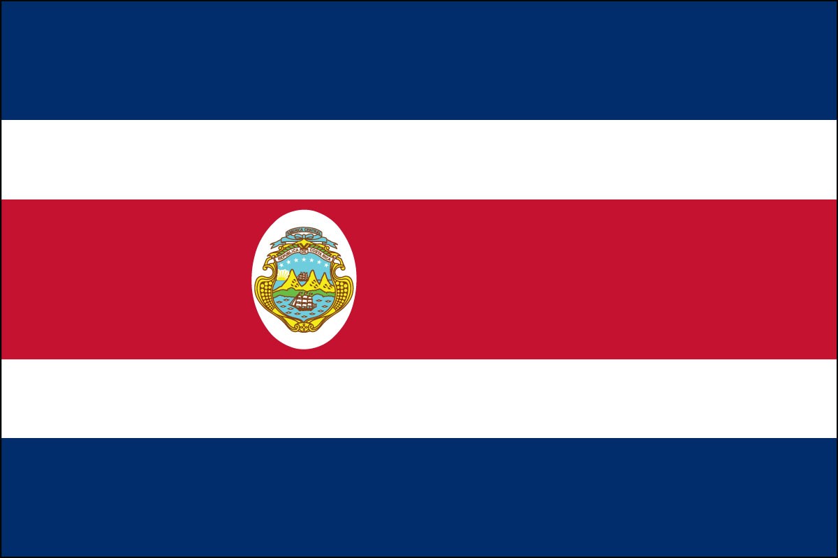 Costa Rica 2' x 3' or 3' x 5' Indoor Polyester Flag