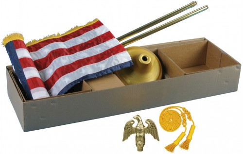 American Flag 3X5 Foot U.S. Nylon Floor Stand With Gold Aluminum Pole Eder Flag