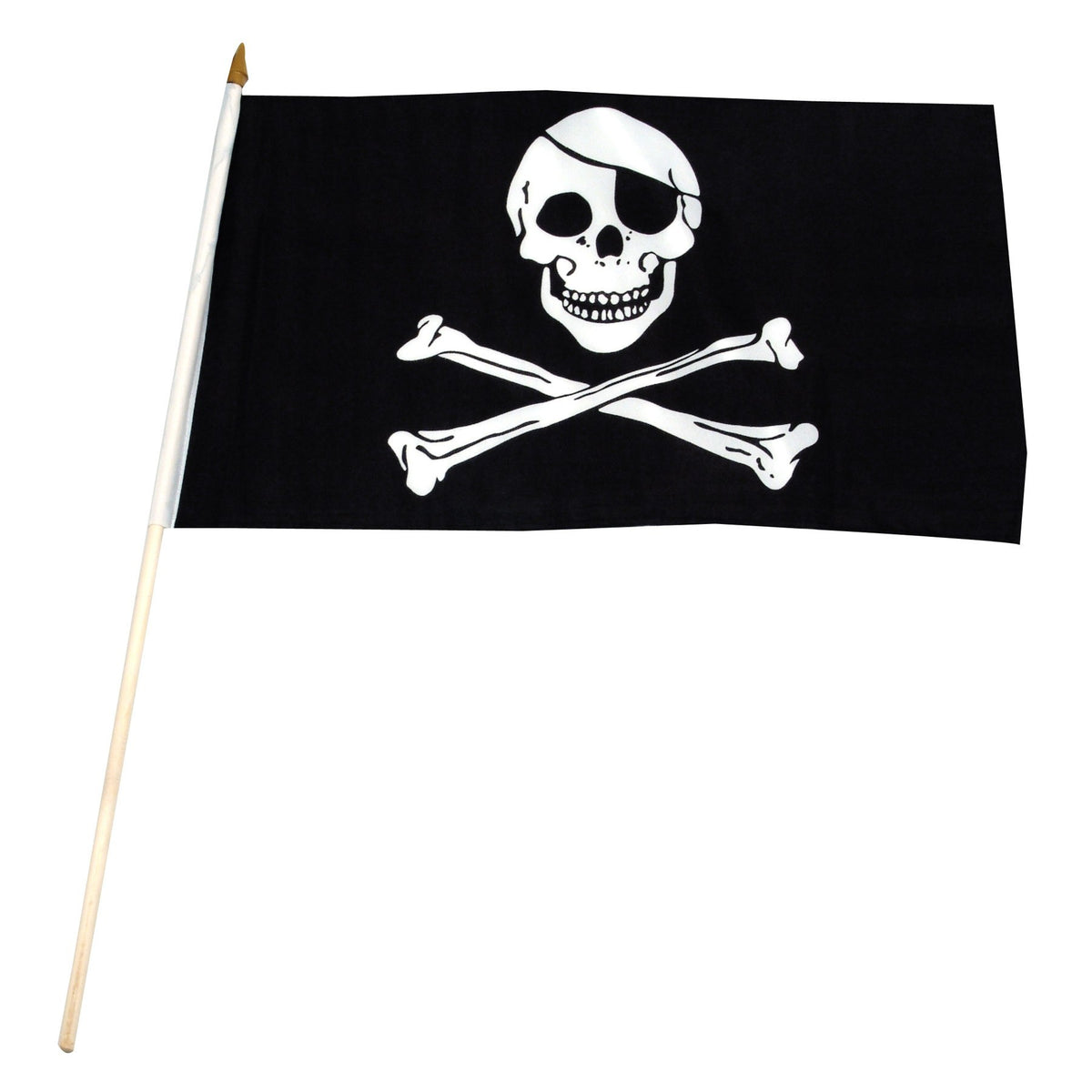 Jolly Roger-Pirata con parche en el ojo negro Banderas montadas de 12" x 18"