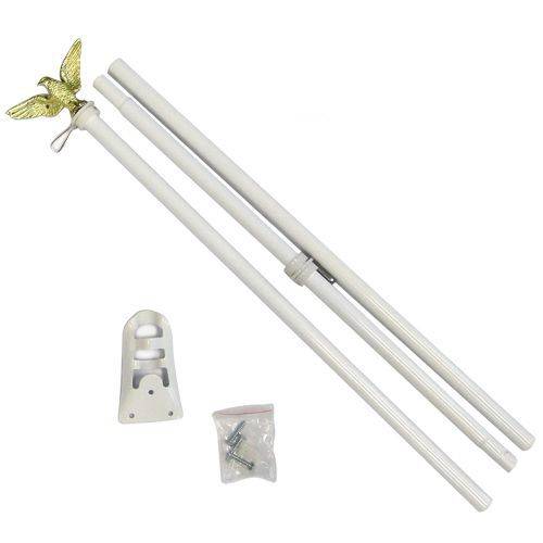 Standard 6' Foot Steel White Flagpole with Eagle Ornament