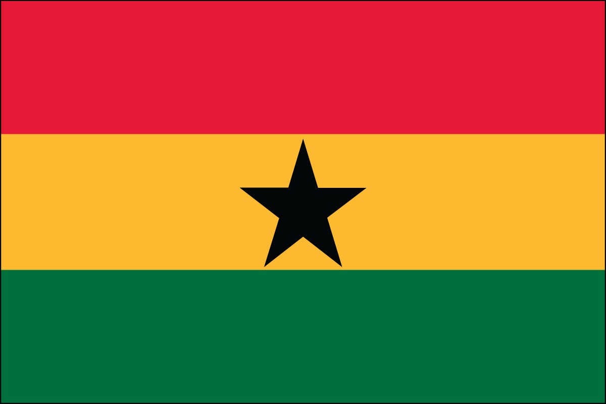 Bandera de poliéster interior de Ghana de 2 pies x 3 pies
