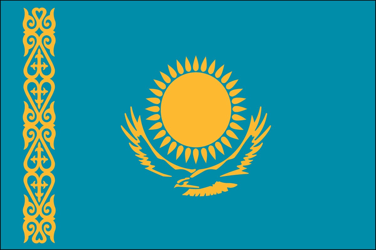 Bandera de poliéster interior de Kazajstán de 2 pies x 3 pies