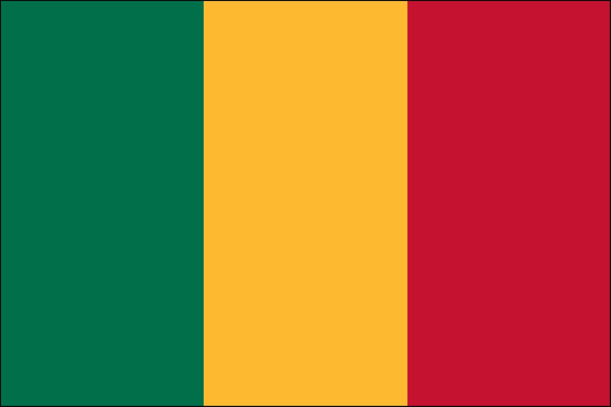 Bandera de poliéster interior de Mali de 2 pies x 3 pies