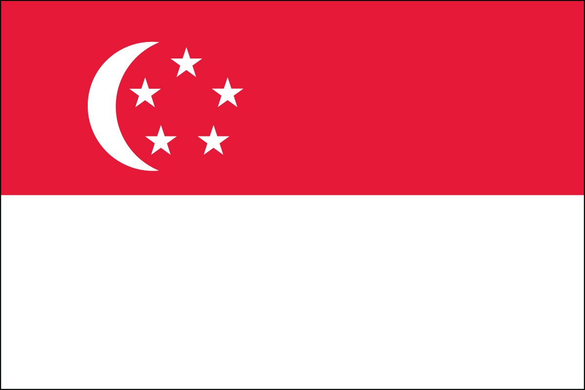 Bandera de poliéster interior de Singapur de 2 pies x 3 pies
