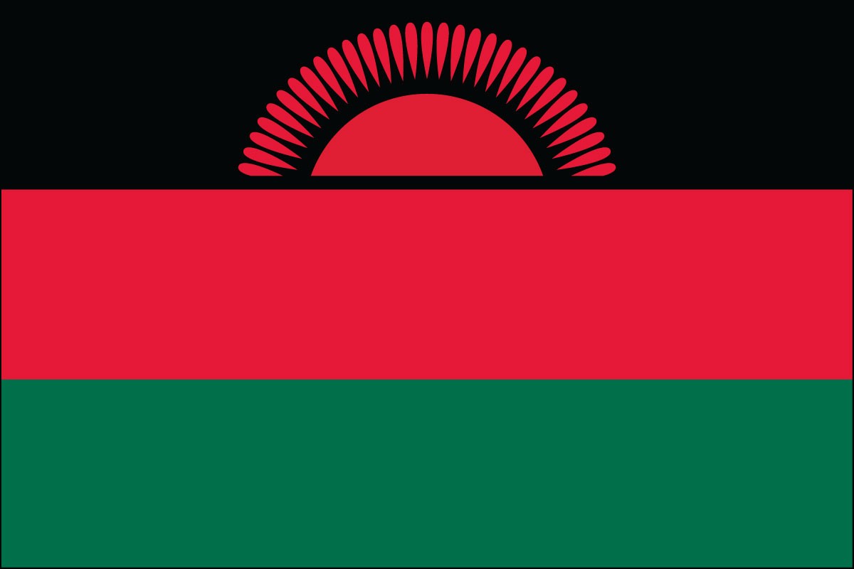 Bandera de poliéster interior de Malawi de 3 pies x 5 pies