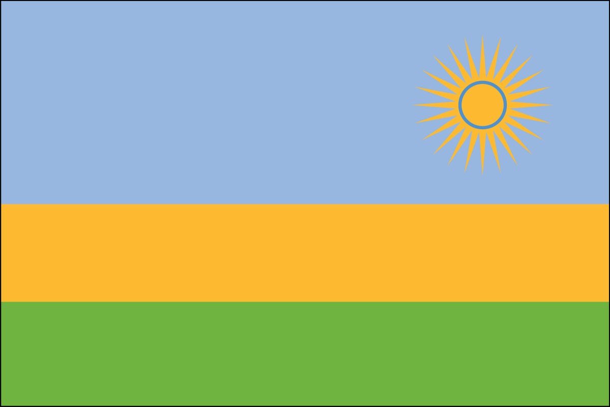 Bandera de poliéster interior de Ruanda de 3 pies x 5 pies