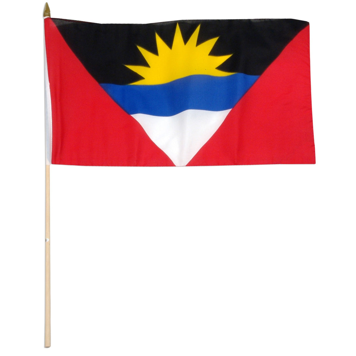 Bandera de palo de Antigua y Barbuda de 12 x 18 pulgadas