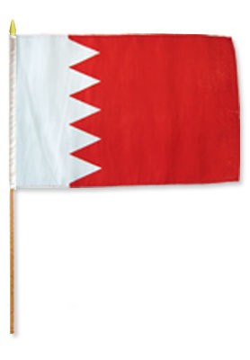 Bahrain 12" x 18" Mounted Stick Flag