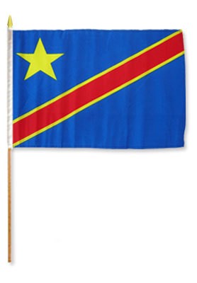 Democratic Republic of the Congo 12in x 18in Mounted Stick Flag